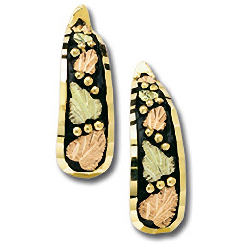10k Gold Antiqued Black Hills Hoop Earrings