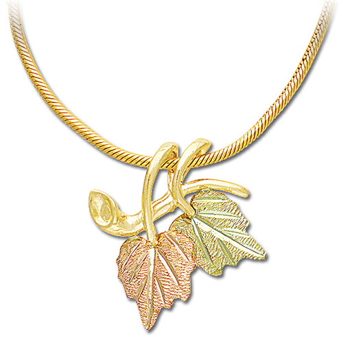 Black Hills Two Leaf 10k Gold Pendant with Chain