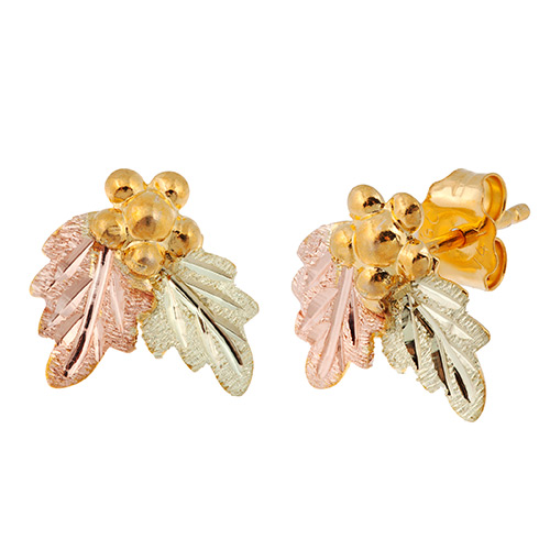 10k Gold Earrings with Grapes and Leaves