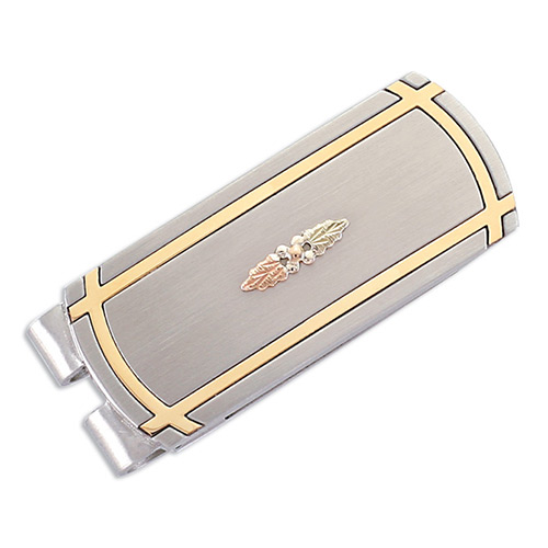 Black Hills Gold Money Clip in Sterling Silver with 12K Leaves