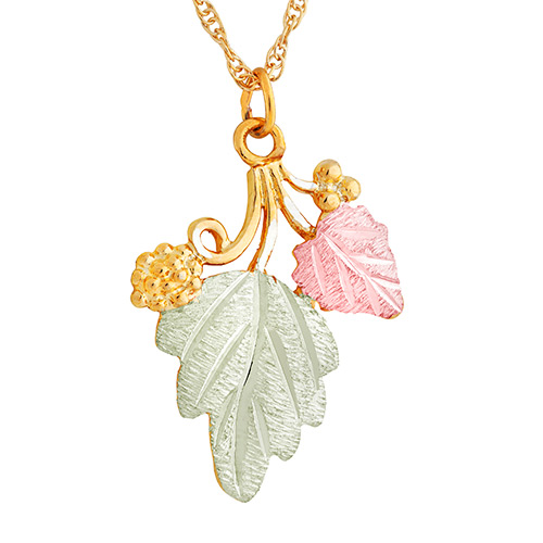10k Gold Grapes and Leaves Pendant