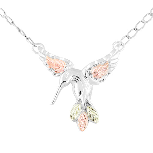 Black Hills Gold Humming Bird Necklace in Sterling Silver