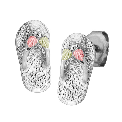 Silver Flip Flops with 12k accents