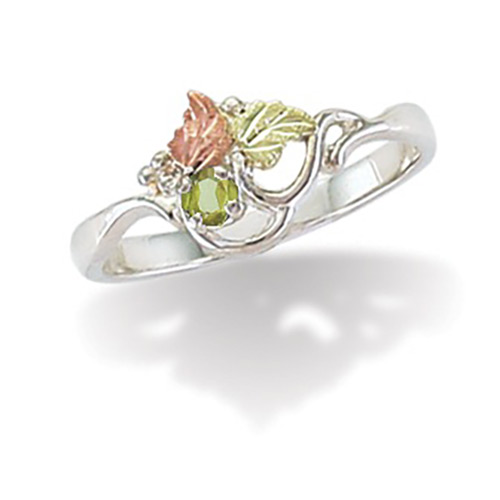 Soude Peridot Black Hills Gold on Silver Ring - August Birthstone