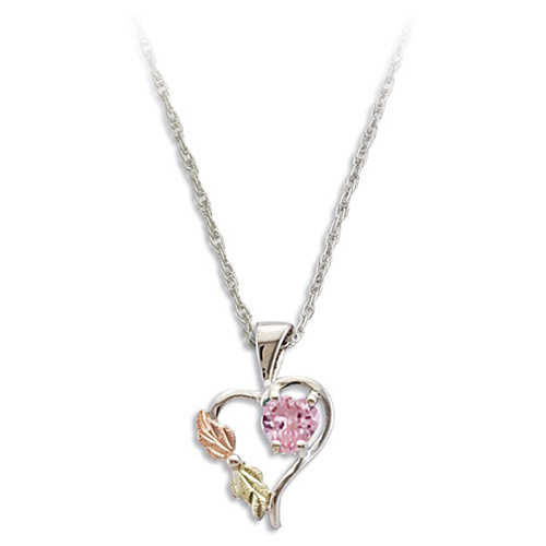 Silver Heart Pink CZ Necklace