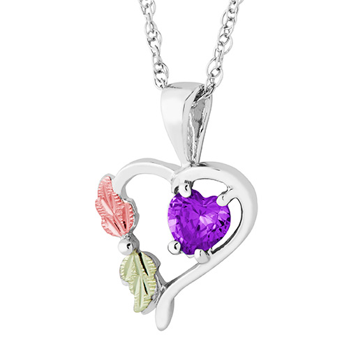 Heart Pendant with February Birthstone