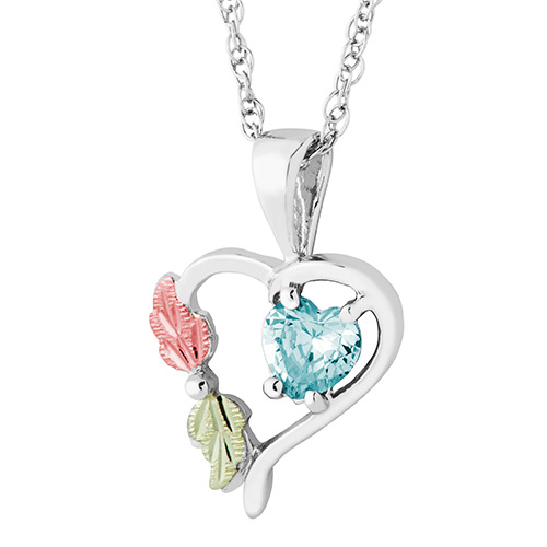 Heart Pendant with March Birthstone