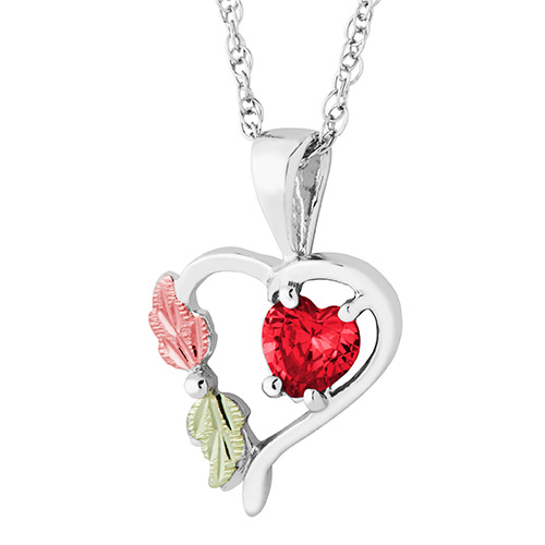 Heart Pendant with July Birthstone