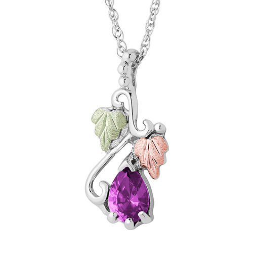 Black Hills Gold on Silver Alexandrite Necklace - ...