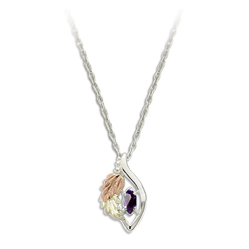 Black Hills Gold on Silver Alexandrite Necklace - June Birthstone