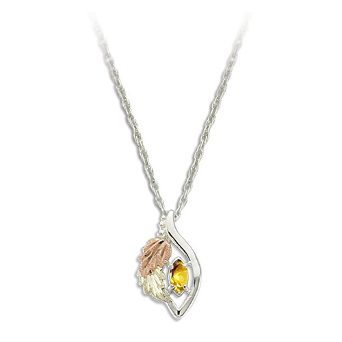Gold Topaz Black Hills Gold on Silver Necklace - N...