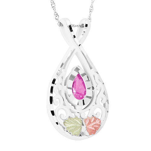Black Hills Gold Pink Cubic Zirconia Pendant in St...