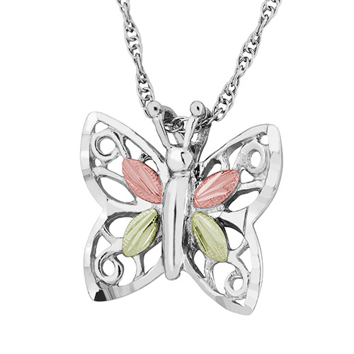 Black Hills Gold Butterfly Necklace in Sterling Silver