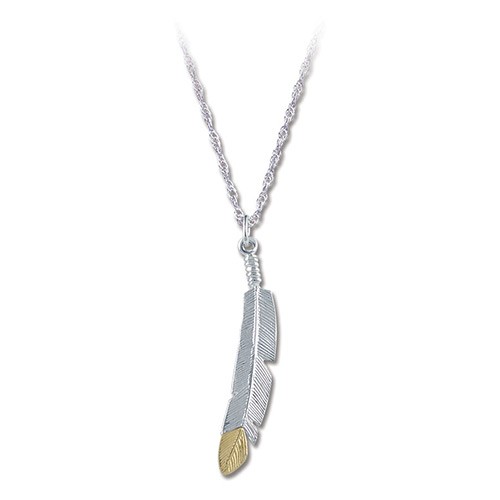 Black Hills Gold on Silver Feather Pendant