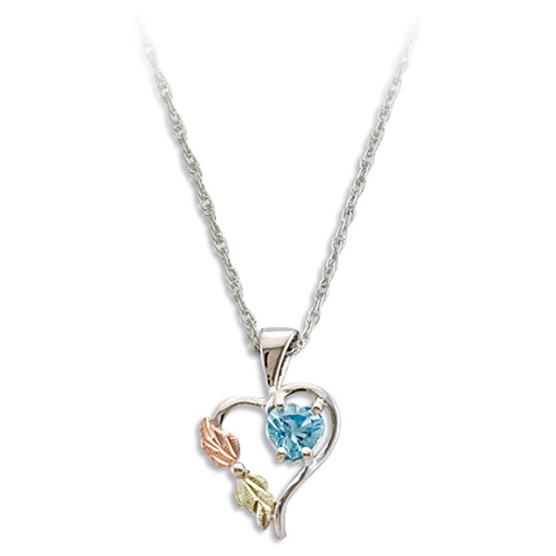 Black Hills Silver Heart Pendant with Swiss Blue Cubic Zirconia